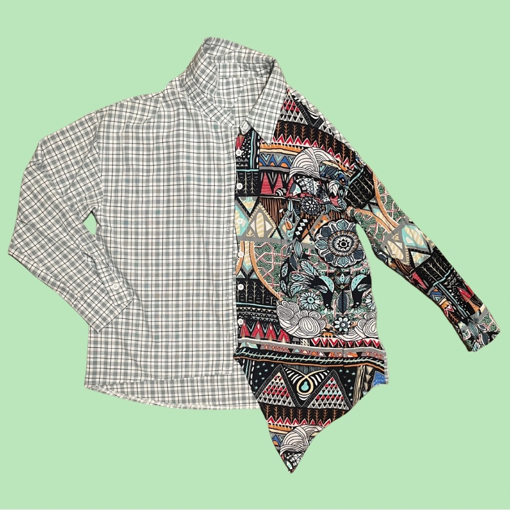 Women’s Asymmetrical Tribal Print Flannel